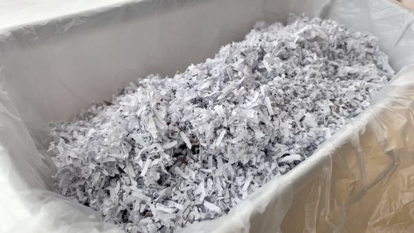 Up of full shredder garbage Up of full shredder garbage